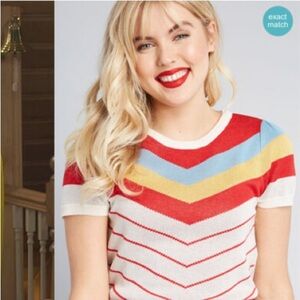 ModCloth Nostalgic Bliss Chevron Striped Sweater
